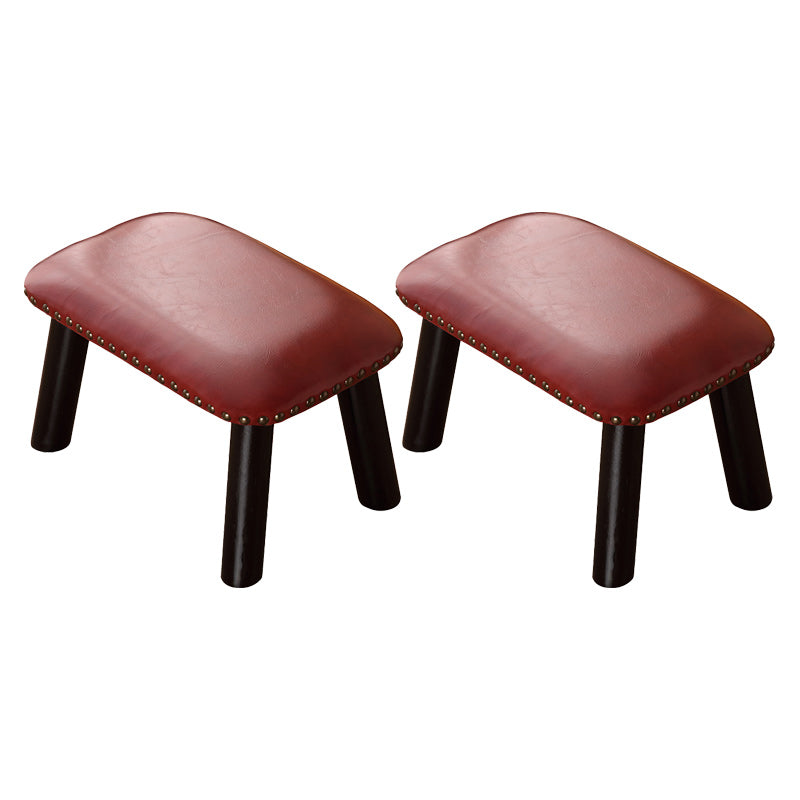 Faux Leather Ottoman Whole Colored Nailhead Trim Water Resistant Rectangle Pouf Ottoman Burgundy-Black 2 Piece Set Clearhalo 'furn' 'furn_ottomans_poufs' 'Furniture' 'Living Room Furniture' 'Ottomans & Poufs' 'ottomans_poufs' 6238715