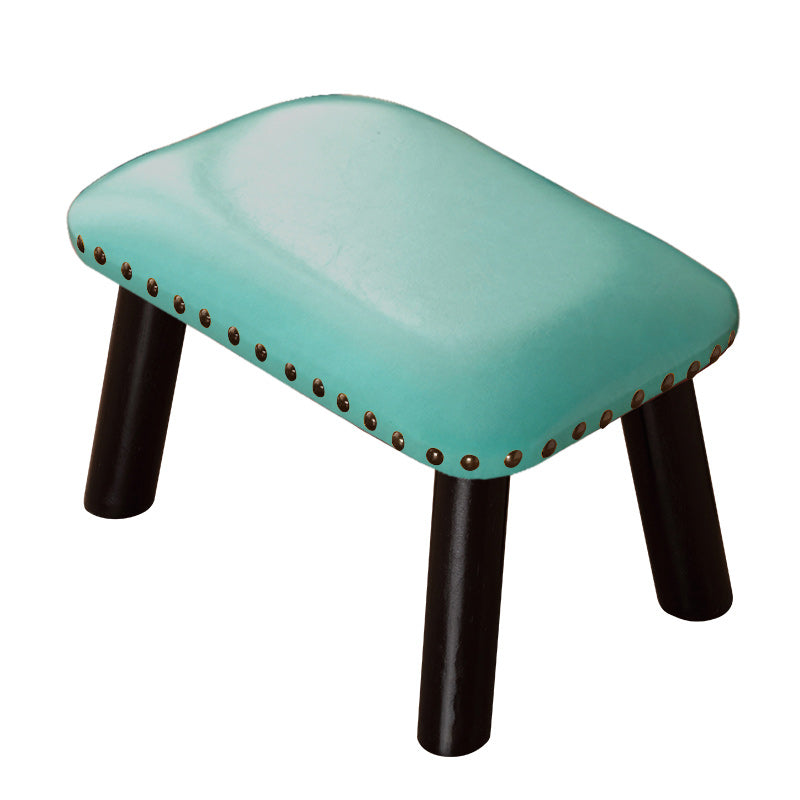 Faux Leather Ottoman Whole Colored Nailhead Trim Water Resistant Rectangle Pouf Ottoman Green-Black 1 Piece Clearhalo 'furn' 'furn_ottomans_poufs' 'Furniture' 'Living Room Furniture' 'Ottomans & Poufs' 'ottomans_poufs' 6238717