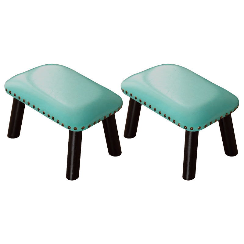 Faux Leather Ottoman Whole Colored Nailhead Trim Water Resistant Rectangle Pouf Ottoman Green-Black 2 Piece Set Clearhalo 'furn' 'furn_ottomans_poufs' 'Furniture' 'Living Room Furniture' 'Ottomans & Poufs' 'ottomans_poufs' 6238718