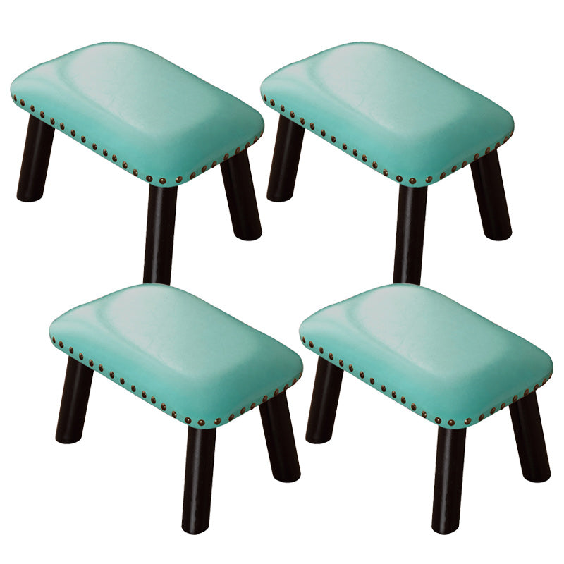 Faux Leather Ottoman Whole Colored Nailhead Trim Water Resistant Rectangle Pouf Ottoman Green-Black 4 Piece Set Clearhalo 'furn' 'furn_ottomans_poufs' 'Furniture' 'Living Room Furniture' 'Ottomans & Poufs' 'ottomans_poufs' 6238719