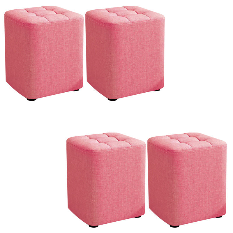 Square Pouf Ottoman Solid Color Tufted Fabric Fade Resistant Contemporary Pouf 11"L x 11"W x 14"H Pink 4 Piece Set Clearhalo 'furn' 'furn_ottomans_poufs' 'Furniture' 'Living Room Furniture' 'Ottomans & Poufs' 'ottomans_poufs' 6238742