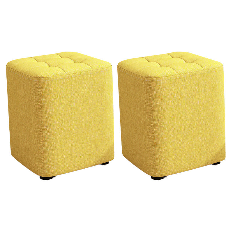 Square Pouf Ottoman Solid Color Tufted Fabric Fade Resistant Contemporary Pouf 11"L x 11"W x 14"H Yellow 2 Piece Set Clearhalo 'furn' 'furn_ottomans_poufs' 'Furniture' 'Living Room Furniture' 'Ottomans & Poufs' 'ottomans_poufs' 6238744