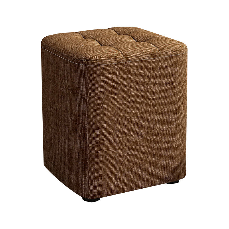 Square Pouf Ottoman Solid Color Tufted Fabric Fade Resistant Contemporary Pouf 11"L x 11"W x 14"H Brown 1 Piece Clearhalo 'furn' 'furn_ottomans_poufs' 'Furniture' 'Living Room Furniture' 'Ottomans & Poufs' 'ottomans_poufs' 6238746