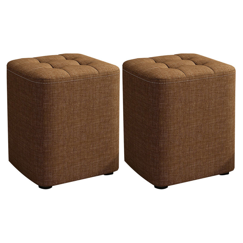 Square Pouf Ottoman Solid Color Tufted Fabric Fade Resistant Contemporary Pouf 11"L x 11"W x 14"H Brown 2 Piece Set Clearhalo 'furn' 'furn_ottomans_poufs' 'Furniture' 'Living Room Furniture' 'Ottomans & Poufs' 'ottomans_poufs' 6238747
