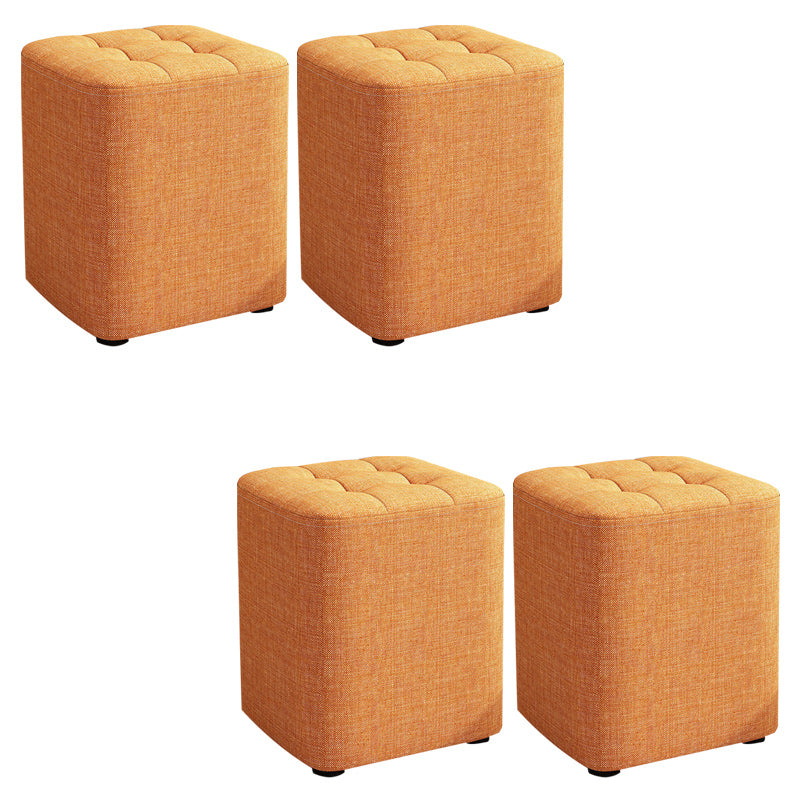 Square Pouf Ottoman Solid Color Tufted Fabric Fade Resistant Contemporary Pouf 11"L x 11"W x 14"H Orange 4 Piece Set Clearhalo 'furn' 'furn_ottomans_poufs' 'Furniture' 'Living Room Furniture' 'Ottomans & Poufs' 'ottomans_poufs' 6238757