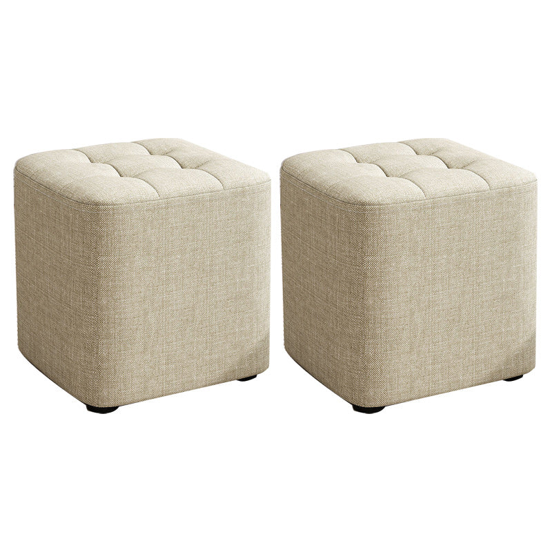 Square Pouf Ottoman Solid Color Tufted Fabric Fade Resistant Contemporary Pouf 11"L x 11"W x 11"H White 2 Piece Set Clearhalo 'furn' 'furn_ottomans_poufs' 'Furniture' 'Living Room Furniture' 'Ottomans & Poufs' 'ottomans_poufs' 6238762