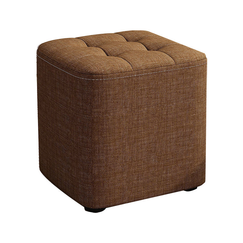 Square Pouf Ottoman Solid Color Tufted Fabric Fade Resistant Contemporary Pouf 11"L x 11"W x 11"H Brown 1 Piece Clearhalo 'furn' 'furn_ottomans_poufs' 'Furniture' 'Living Room Furniture' 'Ottomans & Poufs' 'ottomans_poufs' 6238770