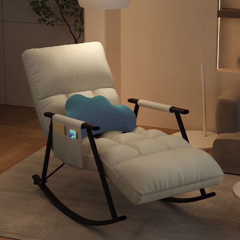 Classic Tufted Recliner Chair Pure Color Indoor Rocker Chair with Dark legs Clearhalo 'Chairs & Seating' 'furn' 'furn_rocking_chairs' 'Furniture' 'Living Room Furniture' 'Rocking Chairs' 'rocking_chairs' 6238822