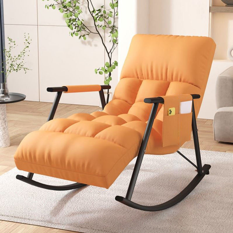 Classic Tufted Recliner Chair Pure Color Indoor Rocker Chair with Dark legs Orange Clearhalo 'Chairs & Seating' 'furn' 'furn_rocking_chairs' 'Furniture' 'Living Room Furniture' 'Rocking Chairs' 'rocking_chairs' 6238825
