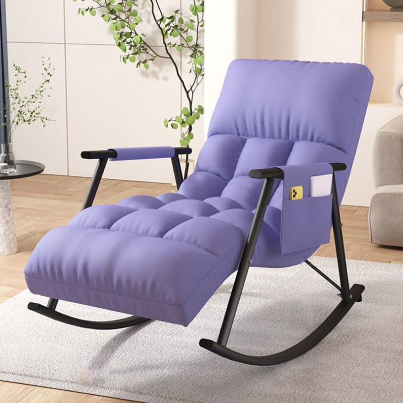 Classic Tufted Recliner Chair Pure Color Indoor Rocker Chair with Dark legs Purple Clearhalo 'Chairs & Seating' 'furn' 'furn_rocking_chairs' 'Furniture' 'Living Room Furniture' 'Rocking Chairs' 'rocking_chairs' 6238826