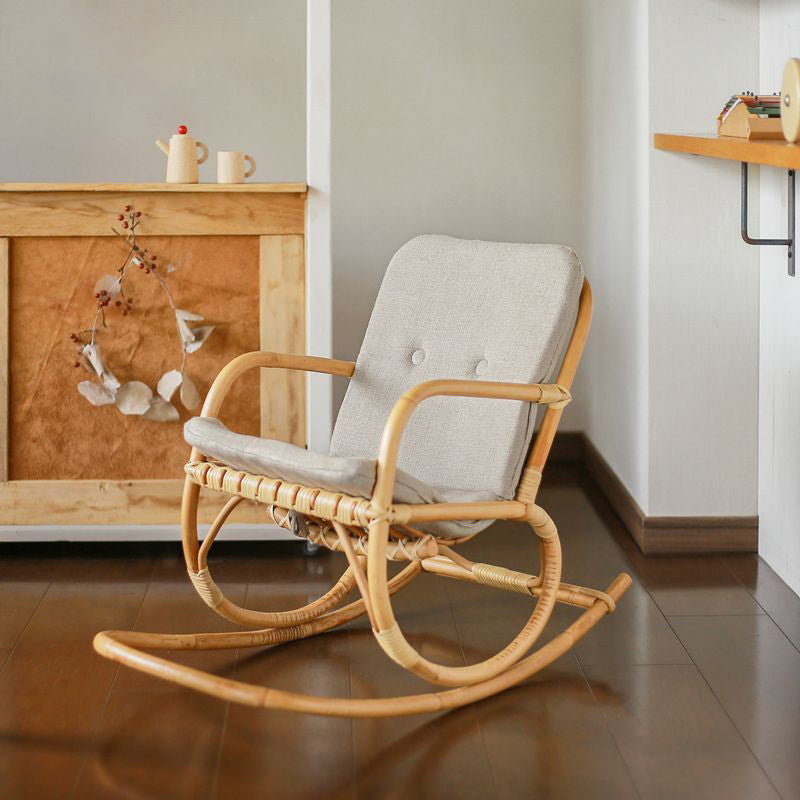 Modern Rocking Chair Wicker Removable Cushions Button-Tufted Rocker Clearhalo 'Chairs & Seating' 'furn' 'furn_rocking_chairs' 'Furniture' 'Living Room Furniture' 'Rocking Chairs' 'rocking_chairs' 6238857