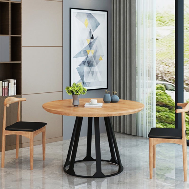 1/3/5 Pieces Modern Dining Set Solid Wood Round Table with Leather Chairs