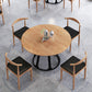 1/3/5 Pieces Modern Dining Set Solid Wood Round Table with Leather Chairs