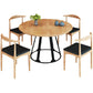 1/3/5 Pieces Modern Dining Set Solid Wood Round Table with Leather Chairs