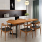 Juego de comedor rectangular de 1/2/5/7 piezas, mesa de comedor de madera maciza con sillas de cuero