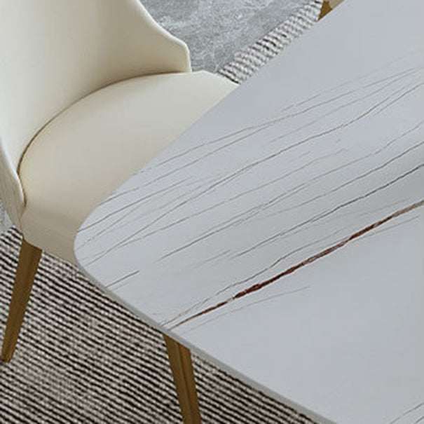 1/4/6/7/9-delige rechthoekige eetset Eettafel met gesinterd stenen blad en leren stoelen