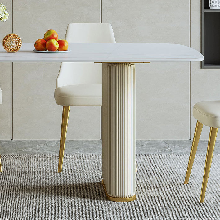 1/4/6/7/9-delige rechthoekige eetset Eettafel met gesinterd stenen blad en leren stoelen