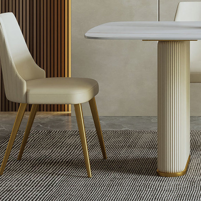1/4/6/7/9-delige rechthoekige eetset Eettafel met gesinterd stenen blad en leren stoelen