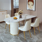 1/4/6/7/9-delige rechthoekige eetset Eettafel met gesinterd stenen blad en leren stoelen