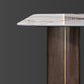 Juego de comedor rectangular de 1/4/5/6/7 piezas, mesa de comedor con tapa de piedra sinterizada y sillas de cuero
