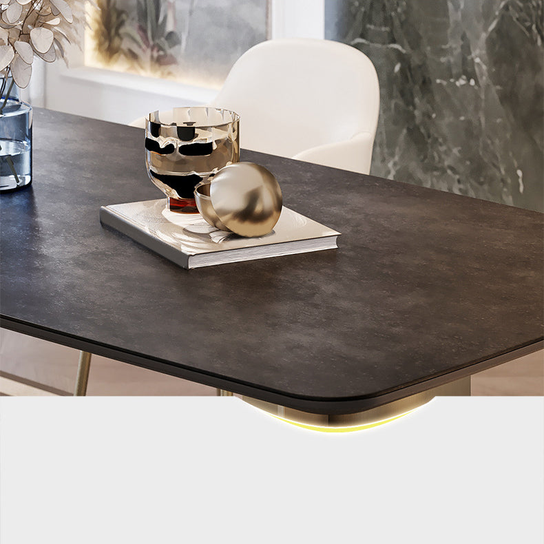 1/4/5/7 Pieces Designer Style Rectangle Dining Set Sintered Stone Top Dinette Table Set Clearhalo 'Dining Room Sets' 'Dining Tables & Seating' 'dining_room_set' 'furn' 'furn_dining_room_set' 'Furniture' 'Kitchen & Dining Furniture' 6239559
