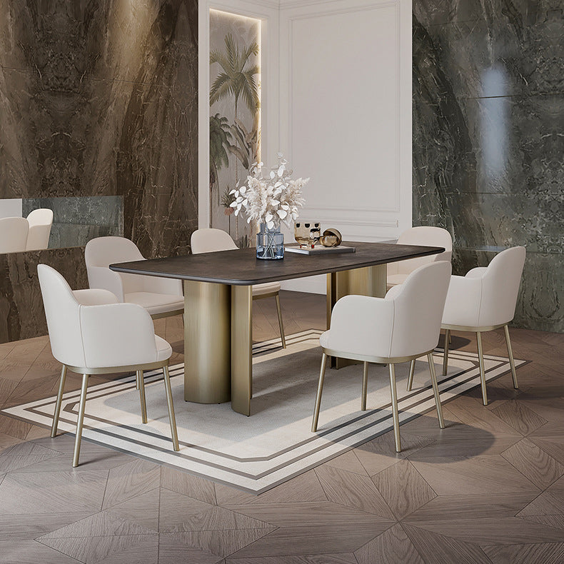 1/4/5/7 Pieces Designer Style Rectangle Dining Set Sintered Stone Top Dinette Table Set Clearhalo 'Dining Room Sets' 'Dining Tables & Seating' 'dining_room_set' 'furn' 'furn_dining_room_set' 'Furniture' 'Kitchen & Dining Furniture' 6239565