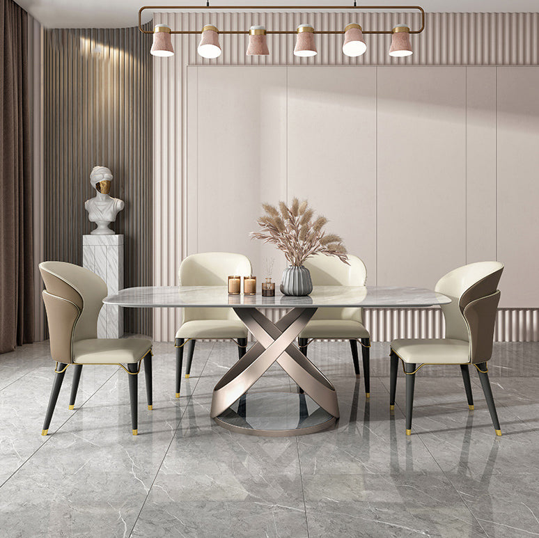 Nordic 1/4/5/6-teiliges rechteckiges Esszimmer-Set mit Esstisch-Set mit gesinterter Steinplatte