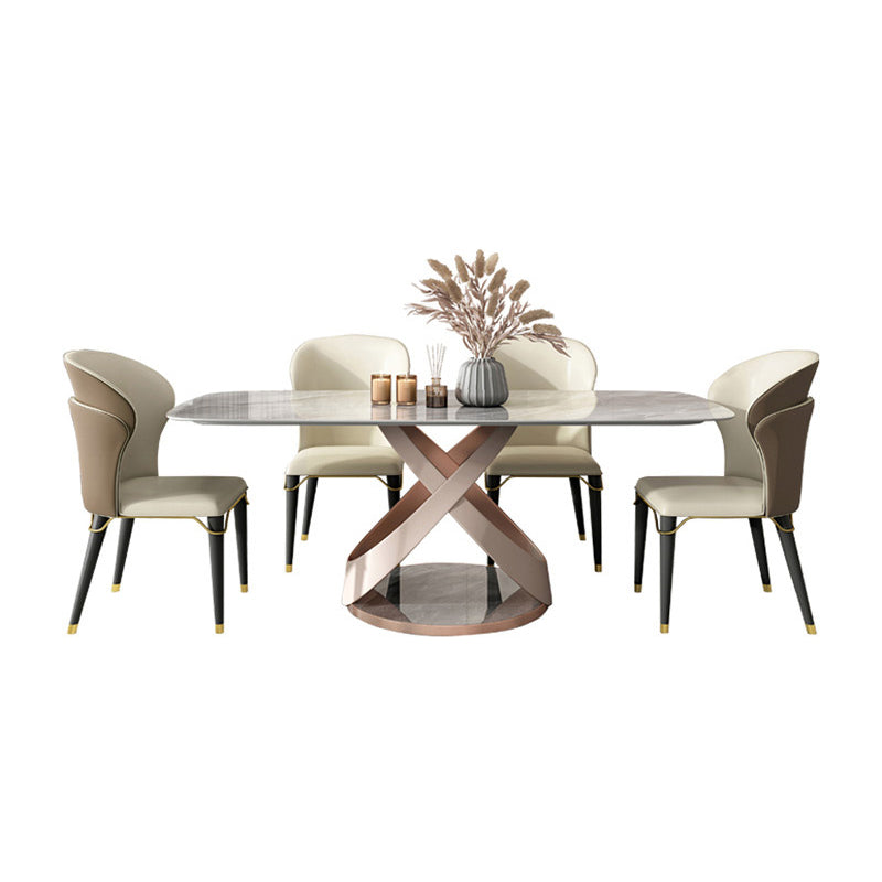 Nordic 1/4/5/6-teiliges rechteckiges Esszimmer-Set mit Esstisch-Set mit gesinterter Steinplatte