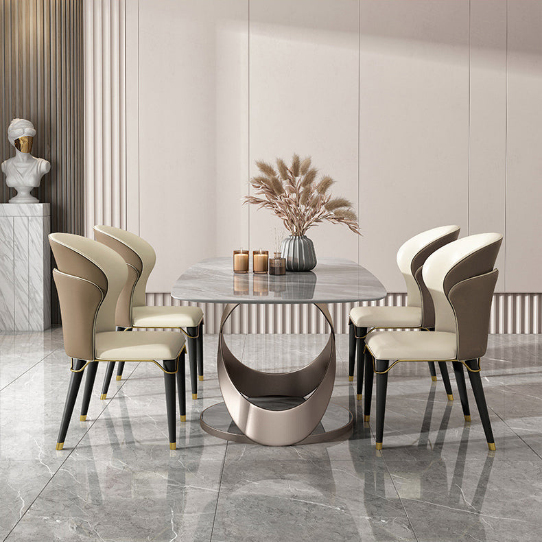 Nordic 1/4/5/6-teiliges rechteckiges Esszimmer-Set mit Esstisch-Set mit gesinterter Steinplatte