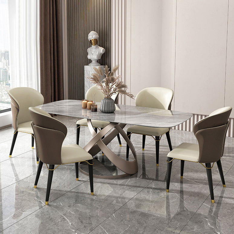 Nordic 1/4/5/6-teiliges rechteckiges Esszimmer-Set mit Esstisch-Set mit gesinterter Steinplatte