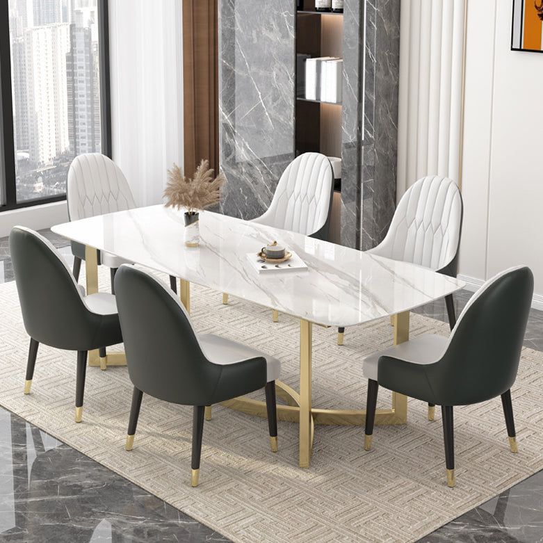Ensemble de salle à manger rectangulaire luxueux, ensemble de Table de dinette en pierre frittée, 1/4/5/7 pièces