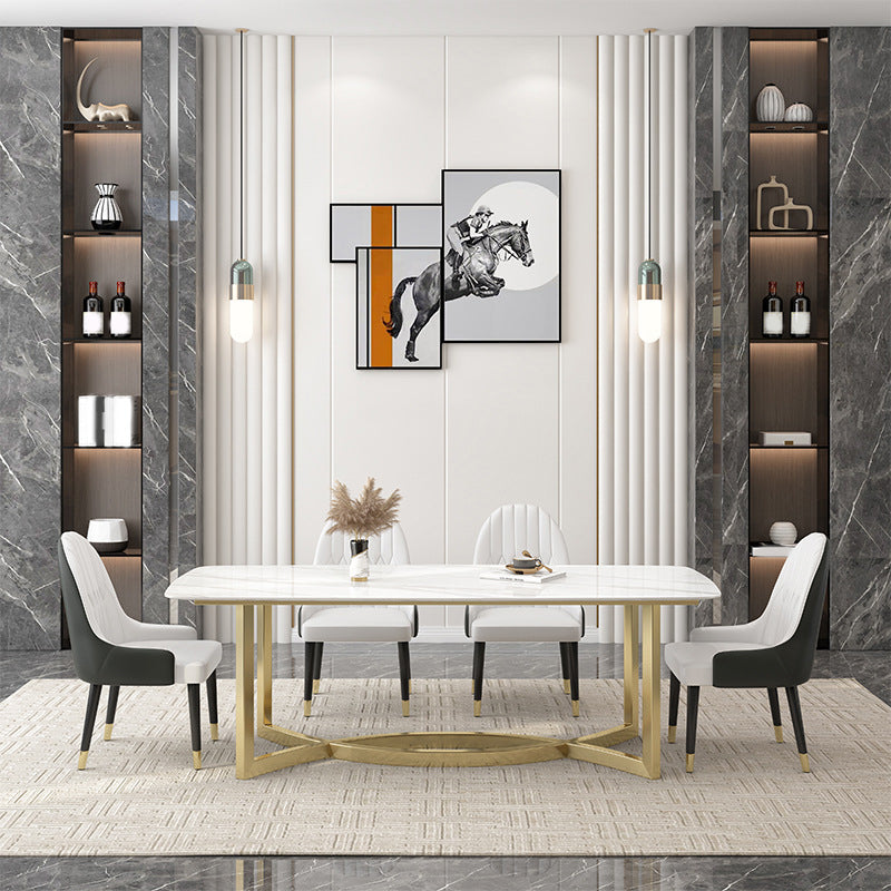 Ensemble de salle à manger rectangulaire luxueux, ensemble de Table de dinette en pierre frittée, 1/4/5/7 pièces