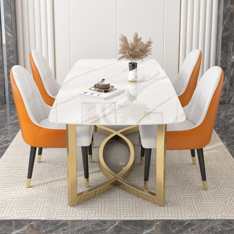Ensemble de salle à manger rectangulaire luxueux, ensemble de Table de dinette en pierre frittée, 1/4/5/7 pièces