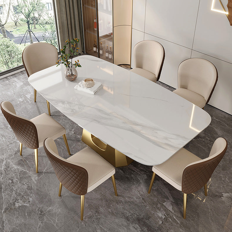 1/3/4/5/7 Pieces Luxurious Rectangle Dining Set Sintered Stone Top Dinette Table Set 7 Pieces: Table, 6 Chairs Clearhalo 'Dining Room Sets' 'Dining Tables & Seating' 'dining_room_set' 'furn' 'furn_dining_room_set' 'Furniture' 'Kitchen & Dining Furniture' 6239625
