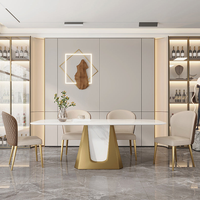 1/3/4/5/7 Pieces Luxurious Rectangle Dining Set Sintered Stone Top Dinette Table Set 5 Pieces: Table, 4 Chairs Clearhalo 'Dining Room Sets' 'Dining Tables & Seating' 'dining_room_set' 'furn' 'furn_dining_room_set' 'Furniture' 'Kitchen & Dining Furniture' 6239628