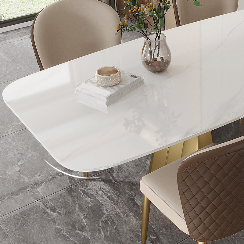 1/3/4/5/7 Pieces Luxurious Rectangle Dining Set Sintered Stone Top Dinette Table Set Clearhalo 'Dining Room Sets' 'Dining Tables & Seating' 'dining_room_set' 'furn' 'furn_dining_room_set' 'Furniture' 'Kitchen & Dining Furniture' 6239631
