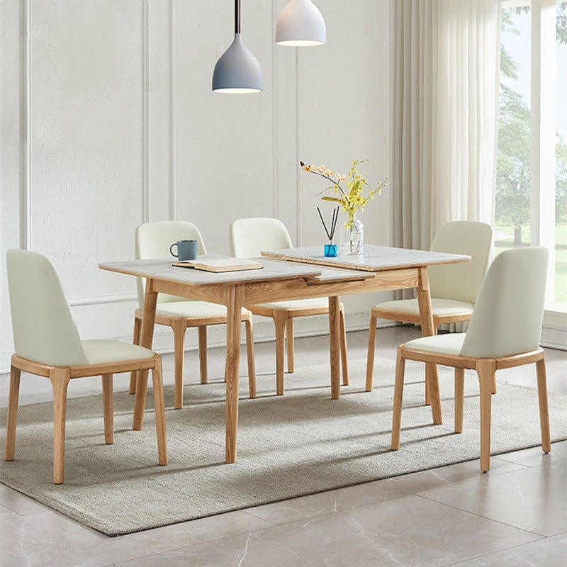 Set da pranzo rettangolare allungabile da 1/2/5/6/7 pezzi Set da tavolo in legno con piano in pietra sinterizzata