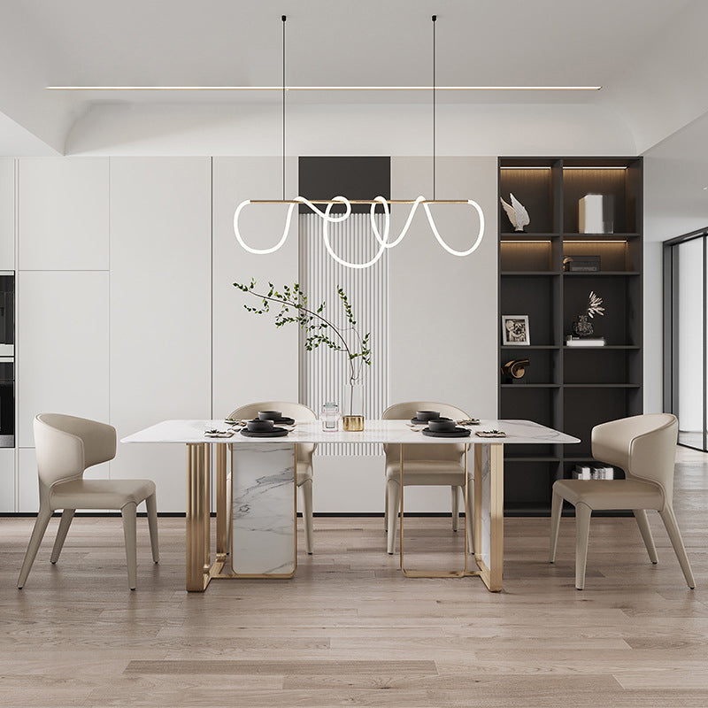 1/2/5/7 Stücke Designer -Stil Rechteck Ess Set Sintered Stone Top Dinette Tischset Set