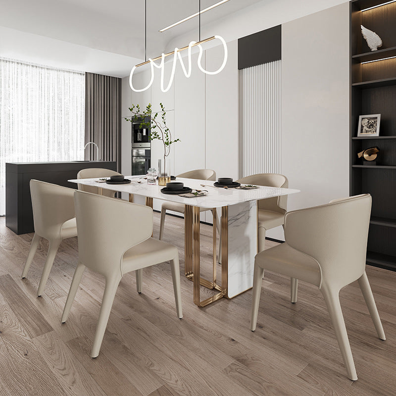 1/2/5/7 Stücke Designer -Stil Rechteck Ess Set Sintered Stone Top Dinette Tischset Set