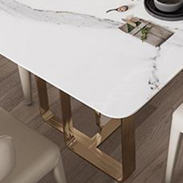 1/2/5/7 Stücke Designer -Stil Rechteck Ess Set Sintered Stone Top Dinette Tischset Set