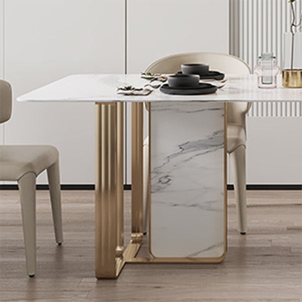 1/2/5/7 Stücke Designer -Stil Rechteck Ess Set Sintered Stone Top Dinette Tischset Set