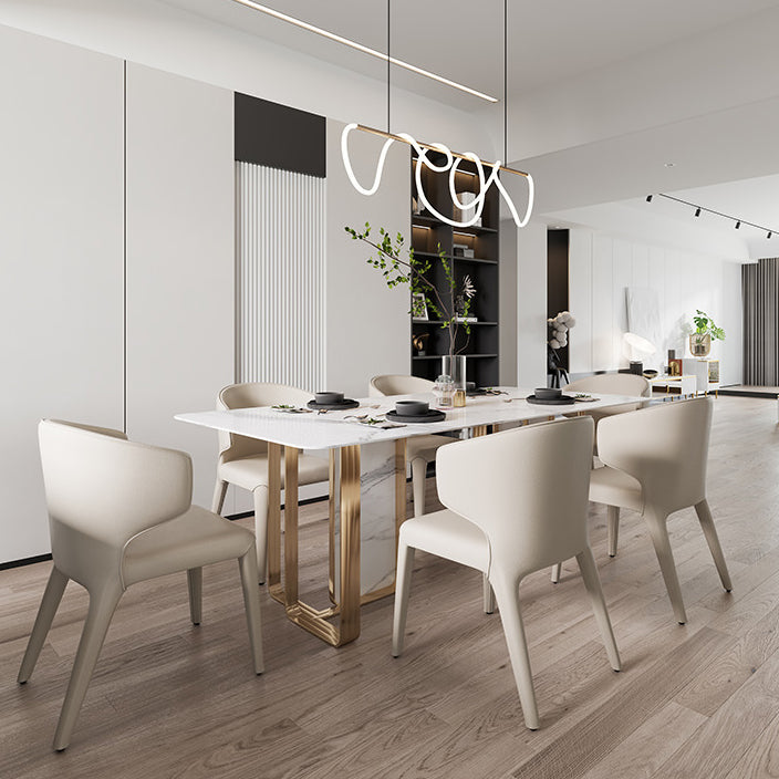 1/2/5/7 Stücke Designer -Stil Rechteck Ess Set Sintered Stone Top Dinette Tischset Set