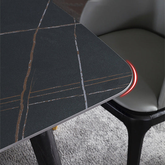 Designer Style Rectangle Dining Set 1/2/5/7 Pieces Sintered Stone Top Wooden Table Set Clearhalo 'Dining Room Sets' 'Dining Tables & Seating' 'dining_room_set' 'furn' 'furn_dining_room_set' 'Furniture' 'Kitchen & Dining Furniture' 6239699