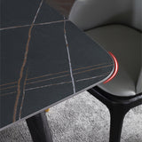 Designer Style Rectangle Dining Set 1/2/5/7 Pieces Sintered Stone Top Wooden Table Set Clearhalo 'Dining Room Sets' 'Dining Tables & Seating' 'dining_room_set' 'furn' 'furn_dining_room_set' 'Furniture' 'Kitchen & Dining Furniture' 6239699