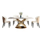Luxuriöses rechteckiges Esszimmer-Set, 1/4/5/6/7-teilig, Tischset mit gesinterter Steinplatte