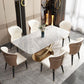 Luxuriöses rechteckiges Esszimmer-Set, 1/4/5/6/7-teilig, Tischset mit gesinterter Steinplatte