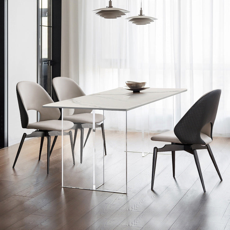 1/4/5 Pieces Modern Rectangle Dining Set Sintered Stone Top Dinette Table Set 4 Pieces: Table, 3 Chairs Clearhalo 'Dining Room Sets' 'Dining Tables & Seating' 'dining_room_set' 'furn' 'furn_dining_room_set' 'Furniture' 'Kitchen & Dining Furniture' 6239766