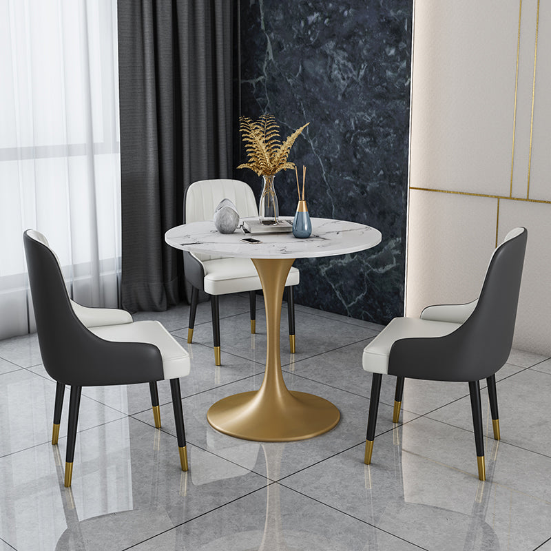 Modern Stone Dining Set 1/4/5 Pieces Round Dining Table Set with Padded Chairs Clearhalo 'Dining Room Sets' 'Dining Tables & Seating' 'dining_room_set' 'furn' 'furn_dining_room_set' 'Furniture' 'Kitchen & Dining Furniture' 6239844