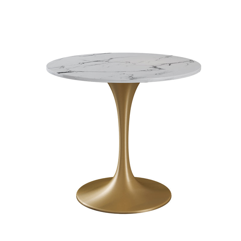 Ensemble de restauration en pierre moderne 1/4/5 pièces Table à manger ronde avec chaises rembourrées