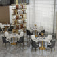 Modern Stone Dining Set 1/4/5 Pieces Round Dining Table Set with Padded Chairs Clearhalo 'Dining Room Sets' 'Dining Tables & Seating' 'dining_room_set' 'furn' 'furn_dining_room_set' 'Furniture' 'Kitchen & Dining Furniture' 6239853
